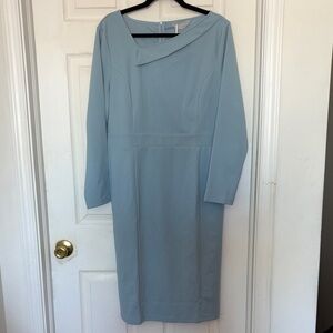 Hobemty Asymmetrical Neckline Sheath Pencil Dresses Blue Size XL